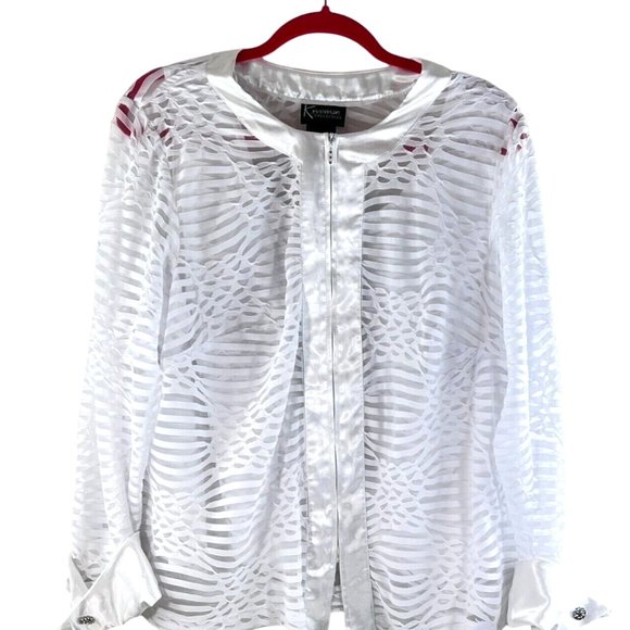 K Woman Collection 2-Piece Zipper Jacket and Tank Top Size 20W White - Picture 2 of 14